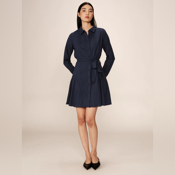 Grace & Mila - Navy Long Sleeve Shirt Dress - Picture 2 of 5